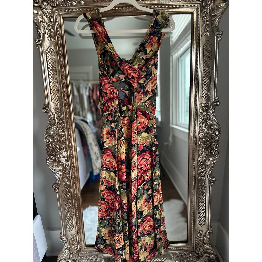 Vintage Johnny Was Biya Rated R Y2K Floral Crossback Midi Dress XS/S - Picture 2 of 5